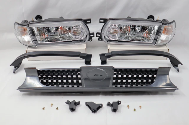 Clear Headlight Corner Honeycomb Grill+FILLER Kit For 1991 92 93 94 B13 Sentra