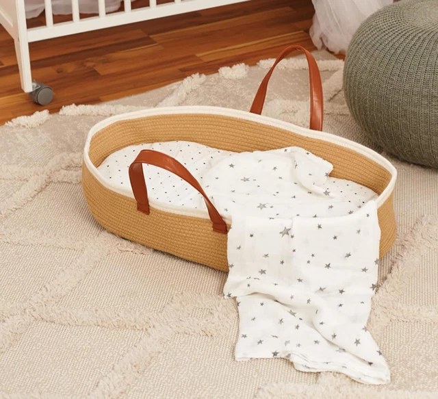Moses Basket / Changing Pad for Babies + Muslin Blanket + Pad + Sheet, NEW