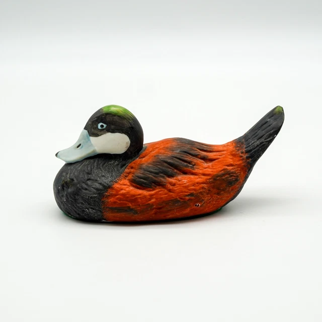 Vintage Ebeling & Reuss Ruddy Duck Decoy Ceramic 6" Figurine Hand-Painted Solid