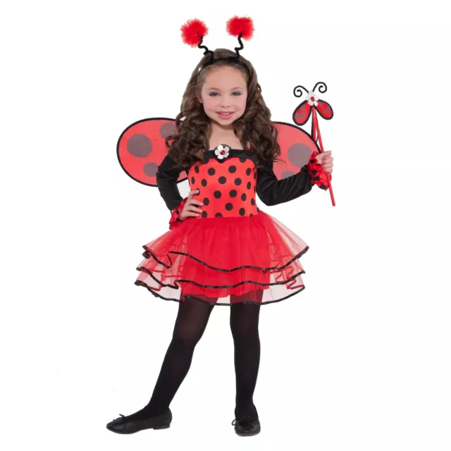 Filles Déguisement Fantaisie Robe Insecte Coccinelle Bug Costume Ailes