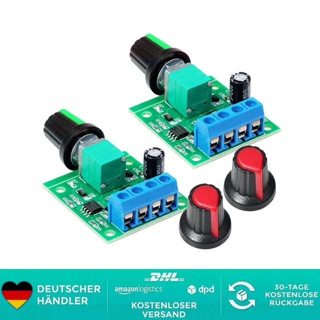 CHANCS PWM DC Motor Drehzahlregler - 1,8V-12V 2A Mit Schaltfunktion 2 Stück