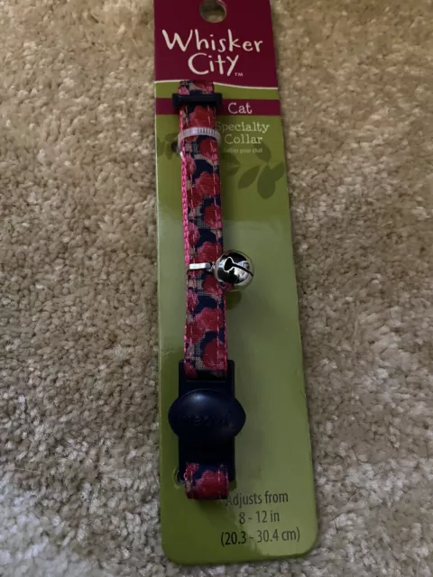 Whisker City Cat Specialty Collar Pink Roses W/Bell Adjustable 8-12”