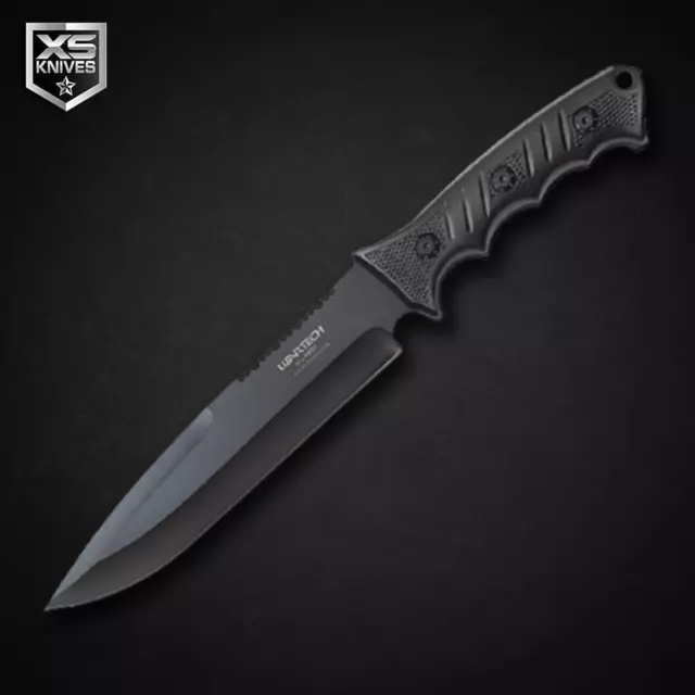 13.5" Tactical Black BOWIE Fixed Blade Hunting SURVIVAL Full Tang KNIFE + Sheath