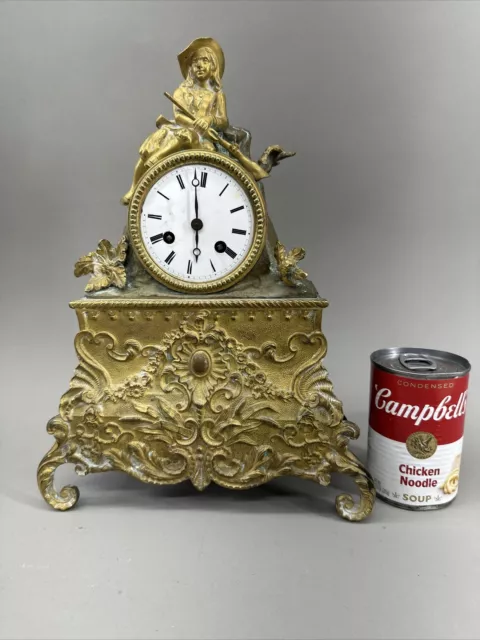 French Empire Mantel Clock Bronze Ormolu Case  Striking Bell Stamped Japy Freres 3