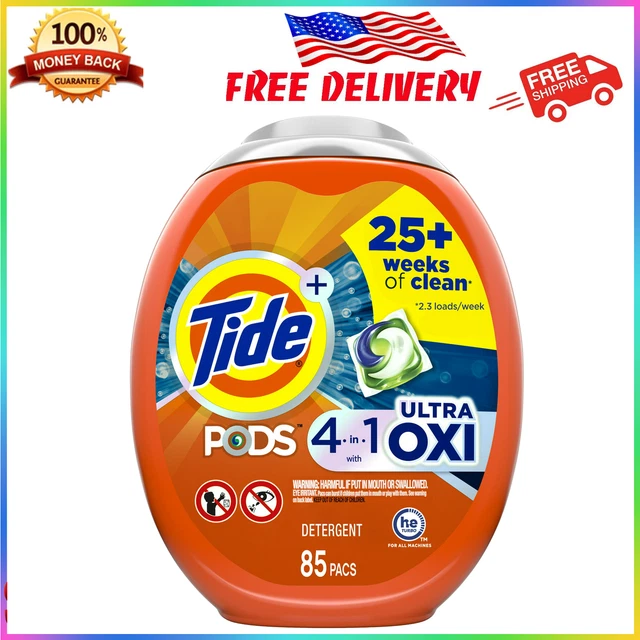TIDE PODS LIQUID Laundry Detergent Soap Pacs, Ultra Oxi, HE Compatible