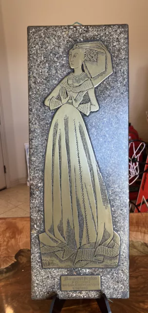 English Brass Relief Rubbing Margaret Peyton 1484 Cambridgeshire England 8”x20”