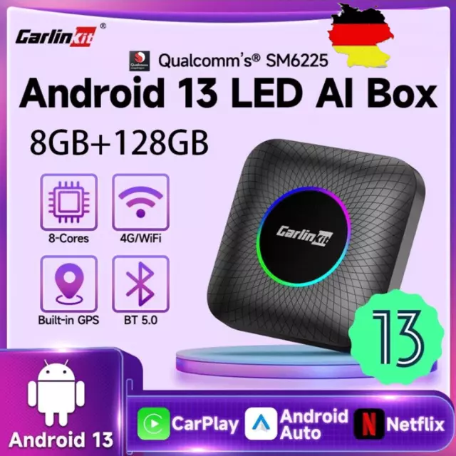 Carlinkit Android 13 Wireless Carplay AI Box Android Auto LED Multimedia Player