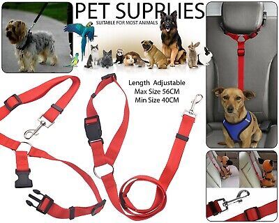 Pet Dog Car Seat Belt Safety Puppy Adjustable Lead Travel Harness Leash - Red