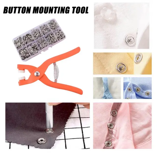 Prong Pliers Ring Press Studs Snap Popper Fasteners DIY Tool Kit Baby Bib Crafts