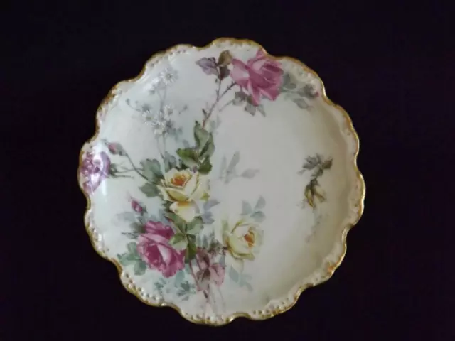 Blakeman & Henderson Rose Plate Limoges France Hand Painted 8 1/2"