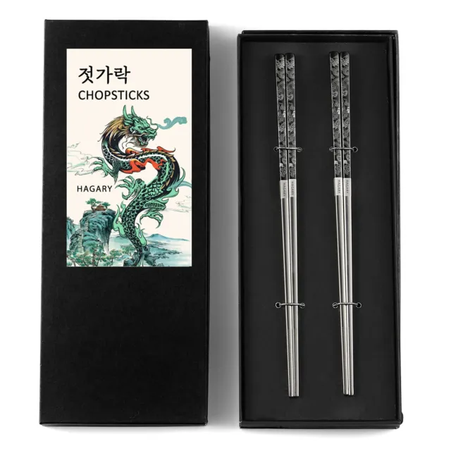 Dragon Chopsticks Metal Reusable Designed In Korea Japanese Style Stainless Stee