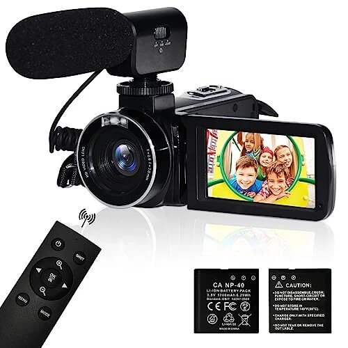 4K Video Camera Camcorder with Microphone, 56MP 18X Digital Zoom 4K DV(MIC)