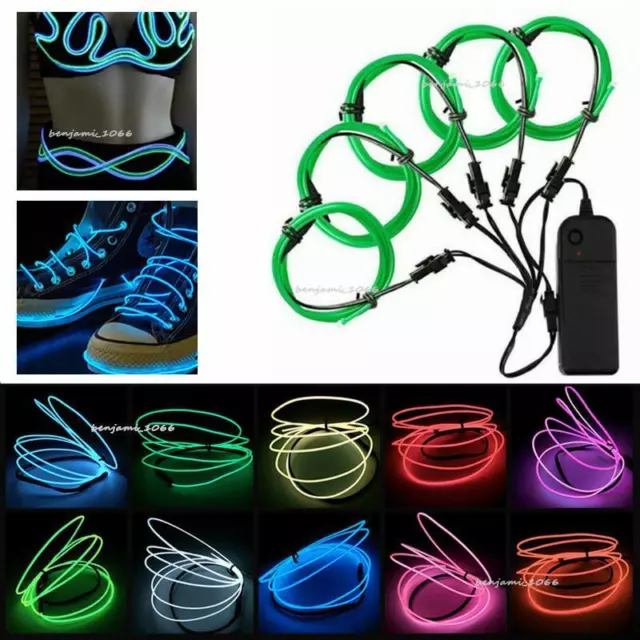 5X1M Flexible Neon LED Light Glow EL Wire String Party Strip Rope Costume Props 3