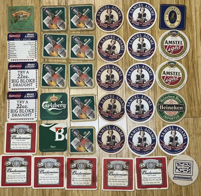 Lot of 35  Vintage Paper Cardboard￼ Beer Coasters Collection