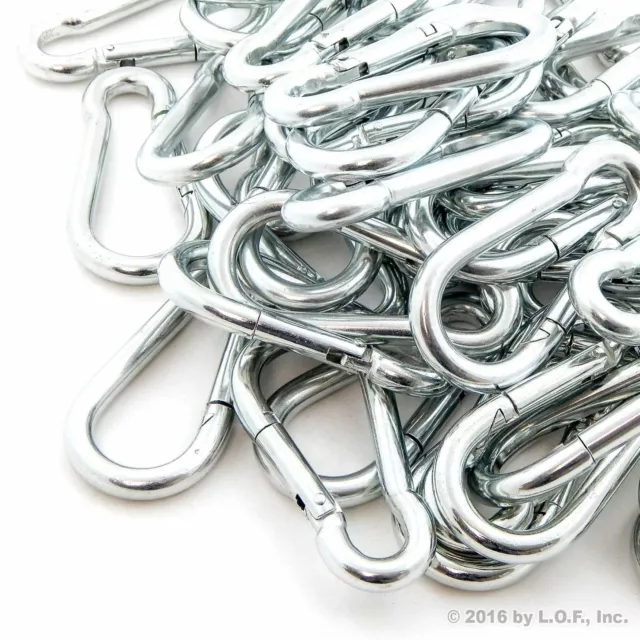 (50) Spring Snap Quick Link Carabiner Safety Hook 280 Lbs Steel Clip 3.5" Long