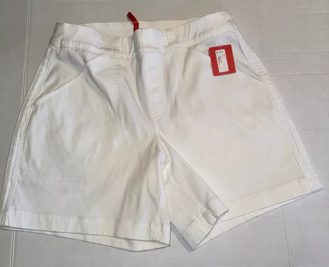 Spanx 6” Twill Bright White High Rise Shorts NWT M