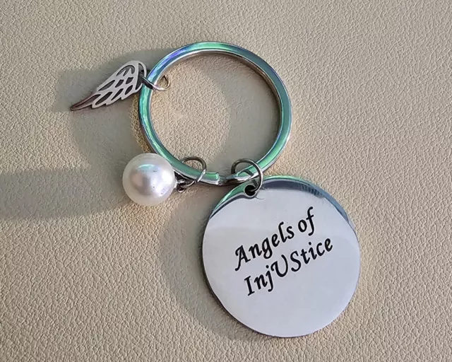 Fashion Jewelry  3pc "Angel's Of Injustice" Silver Keychain With Wing And Pearl