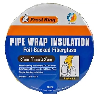 Pipe-Wrap Insulation Kit, Fiberglass , 1 x 3-In. x 25-Ft. -SP42X/16