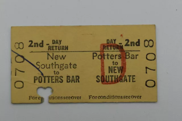 BRB Railway Ticket 0708 POTTERS BAR to NEW SOUTHGATE 30 NOV 77