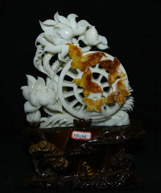 14 "chinesische natürliche Xiu Jade Feng Shui Lotusblume Glück Skulptur