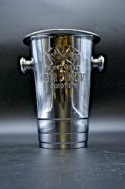 Seau à vin d'Alsace Chromé - Époque Art Deco. 25cm de haut / 18cm de