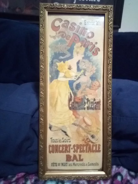 Vintage Casino De Paris "Camille Sterfani" Concert- Spectacle Bal Metal Sign