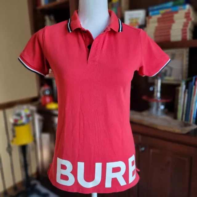 Burberry Kids Jerome Polo Shirt size 14Y red logo at hemline