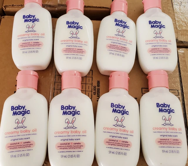 BABY MAGIC Creamy Baby Oil - Lot of 8 - 2 oz bottles w/coconut oil - Original