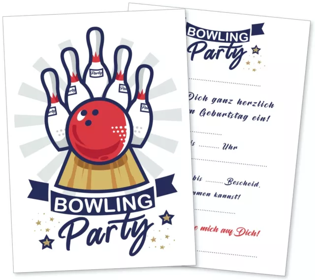 Bowling Party Einladungskarten Kindergeburtstag Erwachsene mit Umschlägen 6 -10