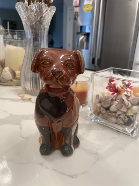 vintage dark brown ceramic dog