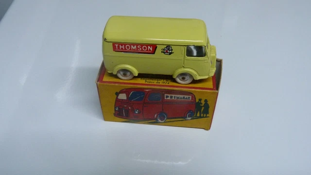 Voiture Miniature Quiralu - Peugeot D4A Ducrétet Thomson Radio Télé - Jaune - Excellent état