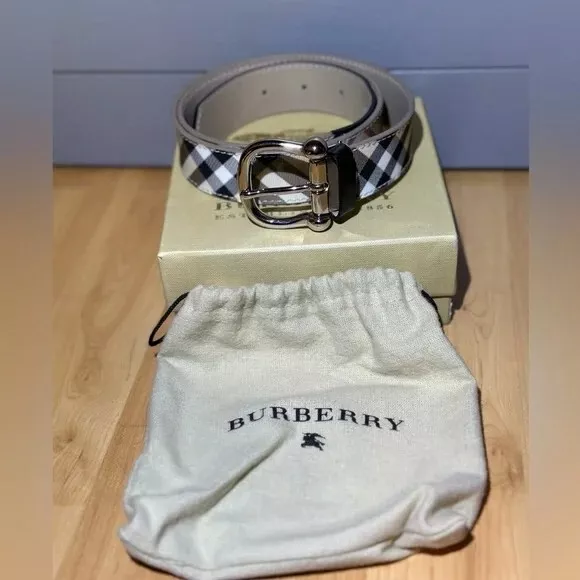 Authentic Burberry Vintage Nova Check Leather Belt Made In Italy Size: 40/100