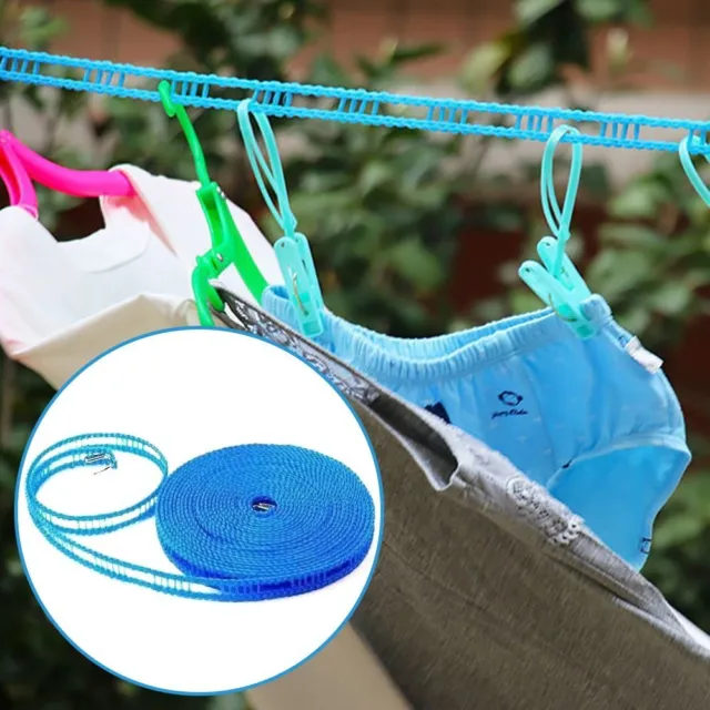 WITH HOOKS CLOTHESLINE Nylon Basking Rope Windproof Clothes Line Home Hotel  $8.05 - PicClick AU