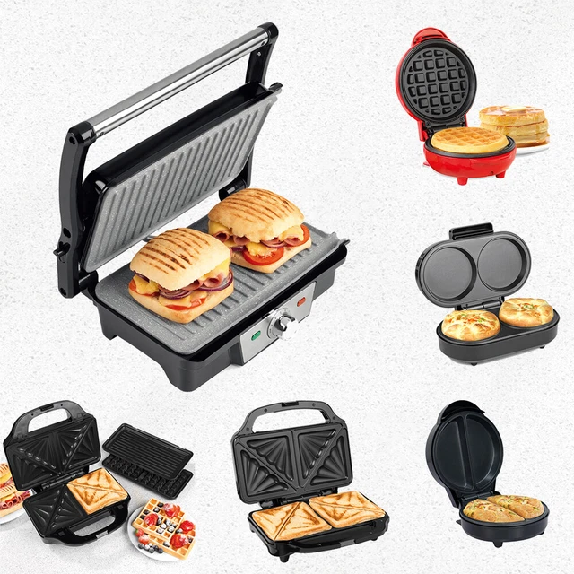 Multifunktional Elektrisch Kontaktgrill Sandwichmaker Waffeleisen Omelette Maker