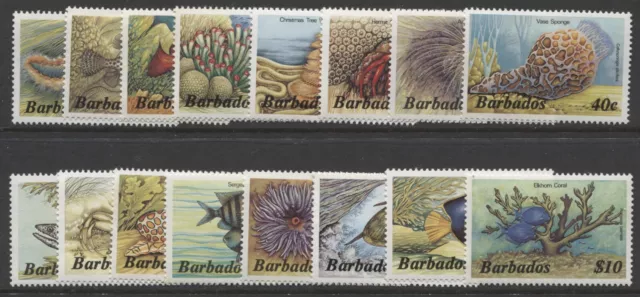 Barbados - 1985 Marine Life Set To $10 Um (Mnh). Sg.763A-778A. (Ref.a5)