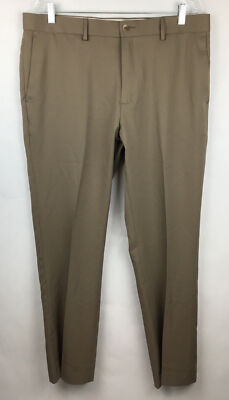 Apt 9 NWT Mens Khaki Dress Pants 36x32 Slim Fit Polyester Easy Care Flat New