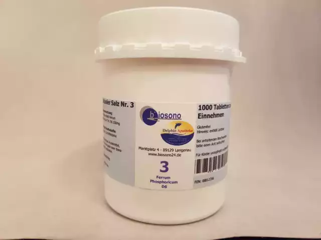 Biosono Dr. Schüssler Salz Nr. 3 Ferrum phosphoricum D 12 (1000 Tabletten)