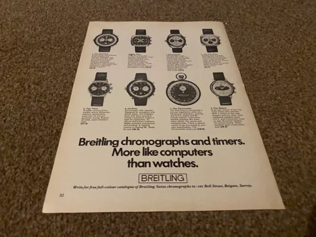 Framed World Sports Magazine 10X8 Advert Breitling Chronographs &Timers