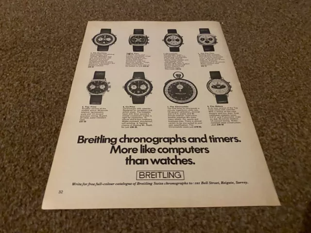 Wfbk23 World Sports Magazine 10X8 Advert Breitling Chronographs &Timers