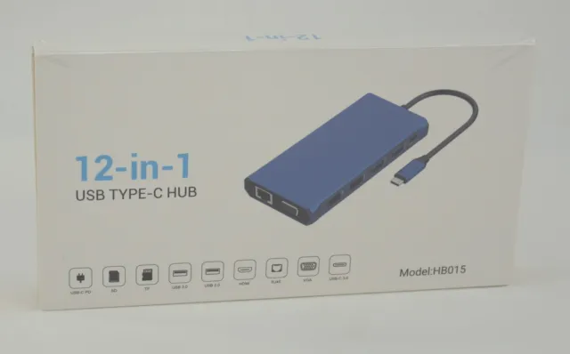 HB015 USB C Moyeu Station 12 IN 1 HDMI Ethernet VGA Neuf Emballage D'Origine