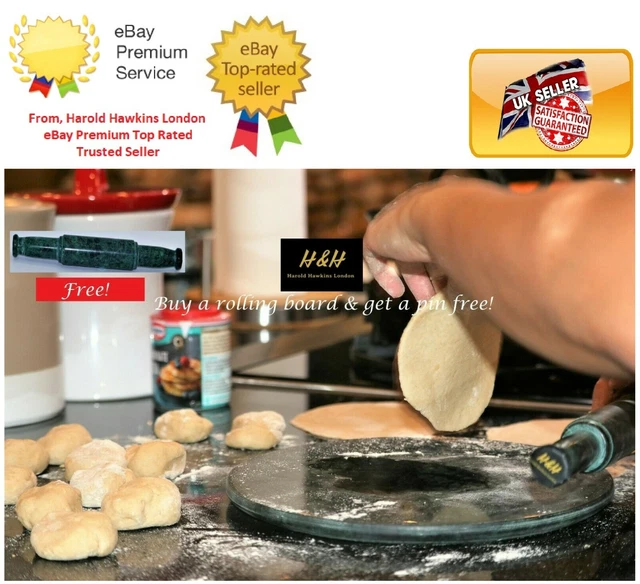 Runde Marmorplatte MIT KOSTENLOSEM MARMOR ROLLSTIFT Natur Roti/Käse/Brot 28 cm
