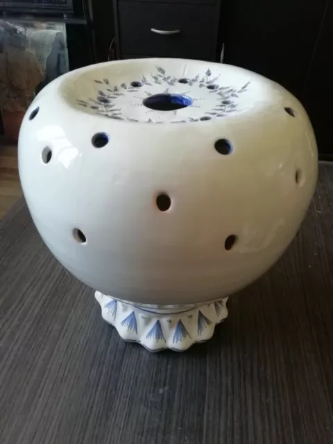 ANCIEN GRAND " VASE BOULE DE STYLE ART DECO " en céramique de MOUSTIERS (signé)