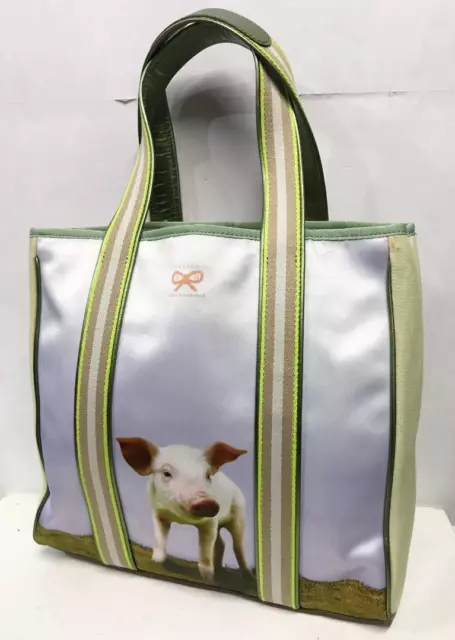 [Very Good] Anya Hindmarch Transfer Print Tote Bag Cute Piglet Stylish Sidekick!