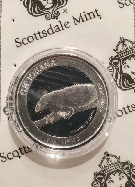 2016 1 oz .999 Fiji Iguana $1 Silver Coin in original packaging Reptiles 2