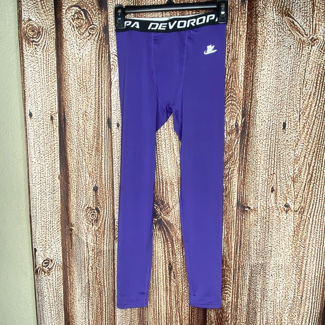 DEVOROPA Youth Leggings Quick Dry Youth Compression Pants Sports SZ Large