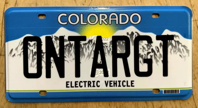 Colorado Electric Vehicle Ev Graphic Vanity License Plate " On Target " Gun Nra