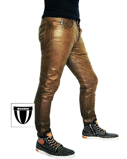 Bockle® Tube Cracker Leather Pants Lederhose Lederjeans braun Leather Pants