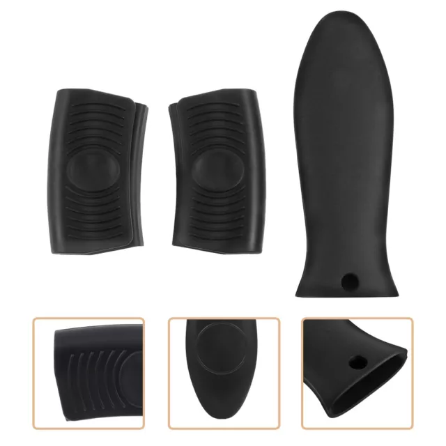 3 Pcs Cast Iron Skillet Handle Covers Silicone Pot Earrings Household