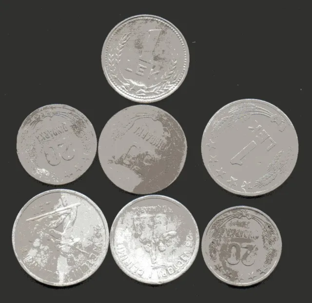 Albania coins,  20, 50 qind, 1 lek 1964 & 1969; 1 lek 1988  - Used