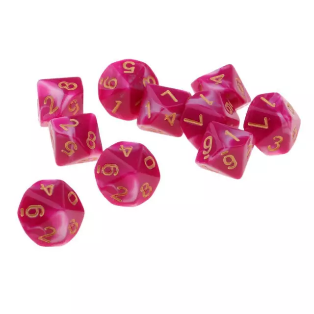 10 Sets Dice    Dice Set 10 Sided Polyhedral DND DD RPG Rose+White